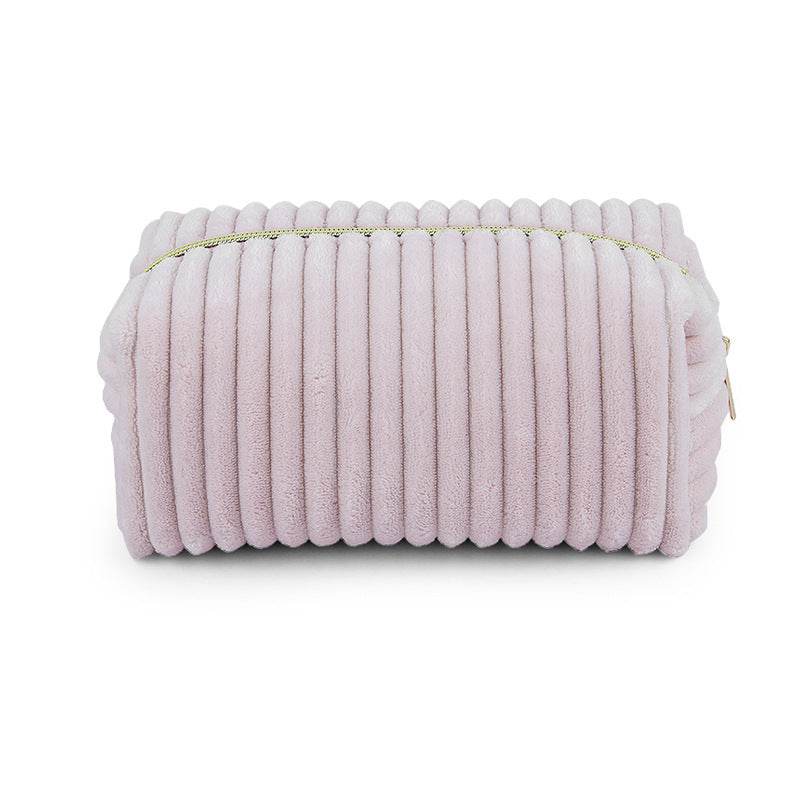 Vertical Stripes Corduroy Cosmetic Bag