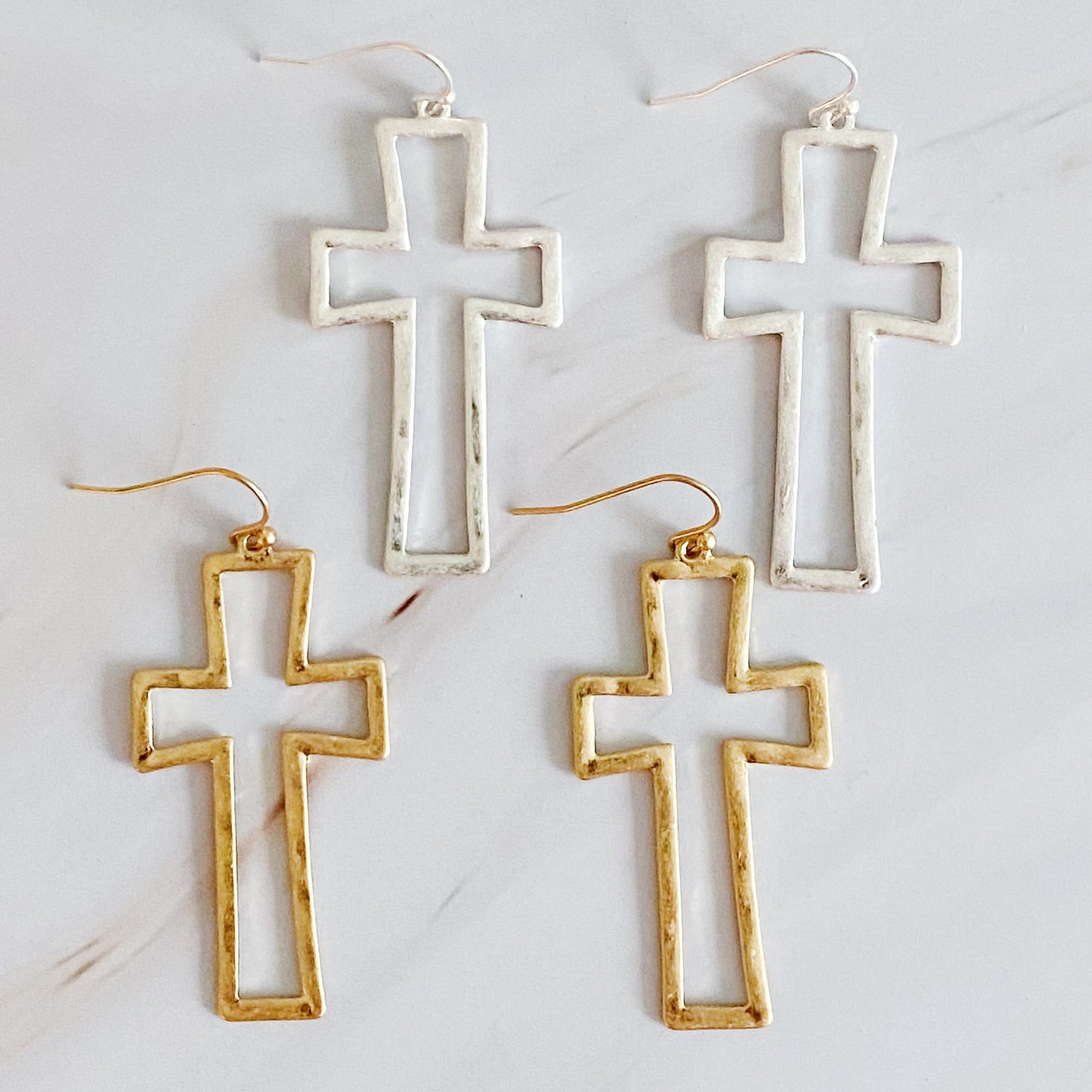 Dangle Cross Outlined Earrings