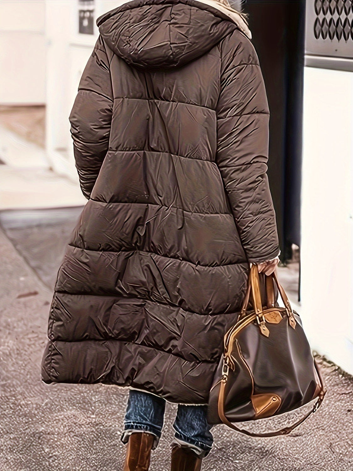 Plus Size Zip Up Sherpa Hooded Coat