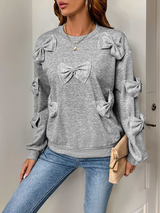 Bows Oversized Crewneck Long Sleeve Sweatshirt