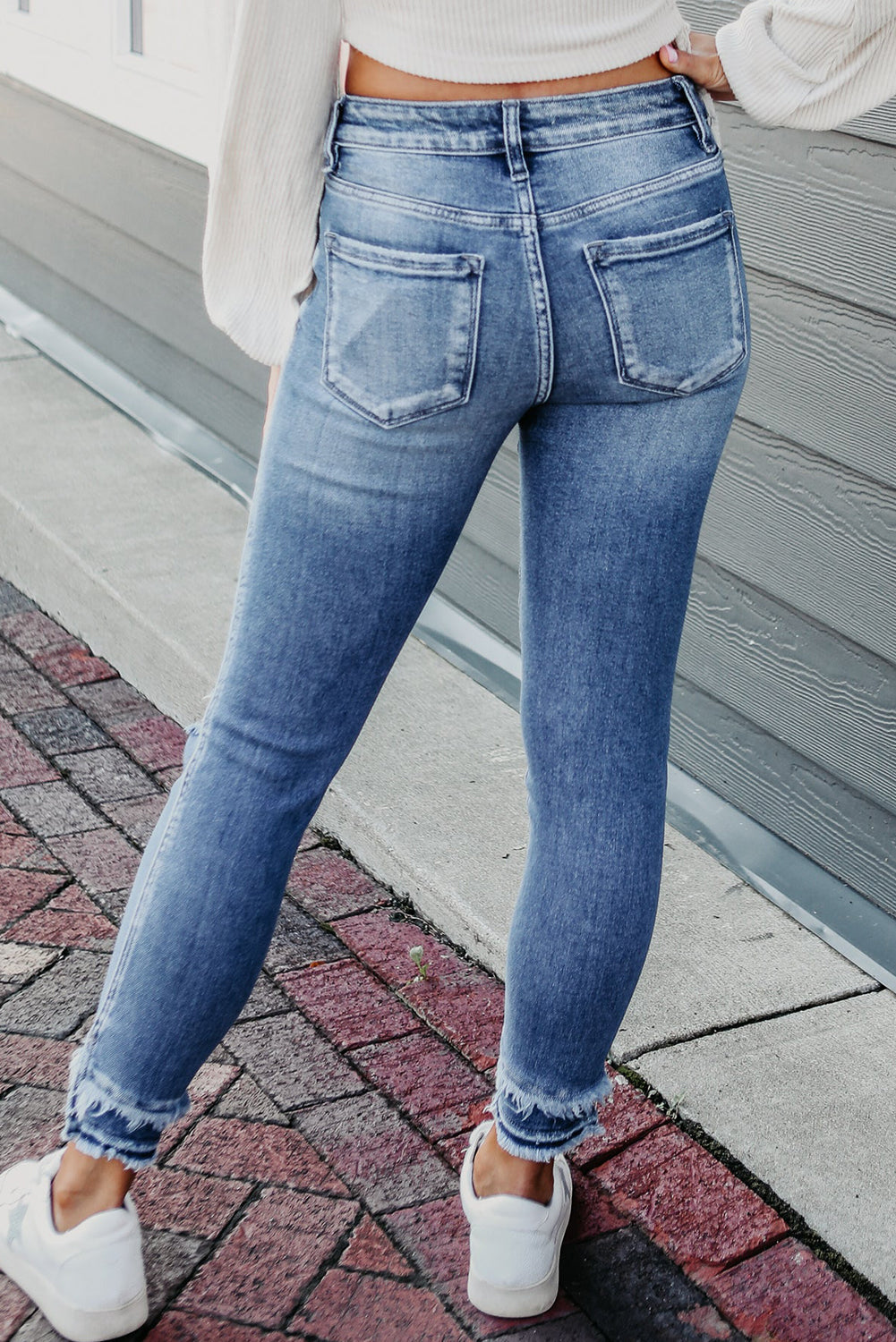 Macie Distressed Frayed Ankle Skinny Jeans