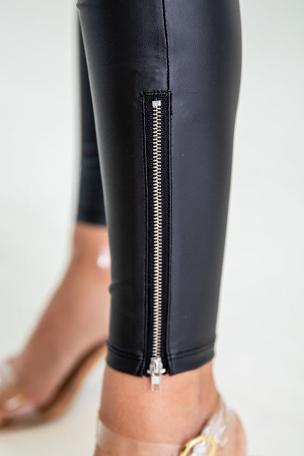 Heidi Faux Leather Zipped Detail Leggings