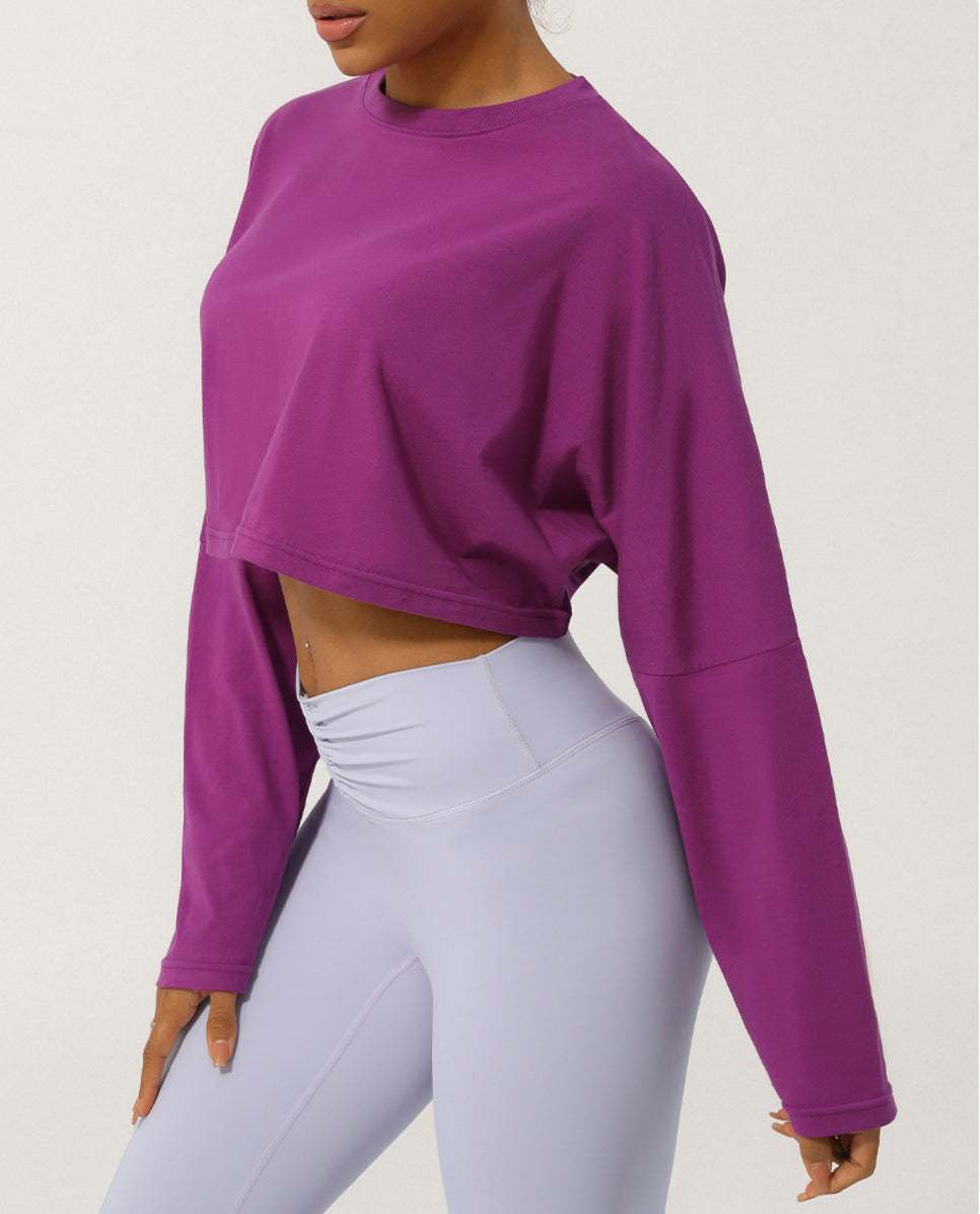 Long Sleeve Crop Athletic Sweatshirt T-Shirt