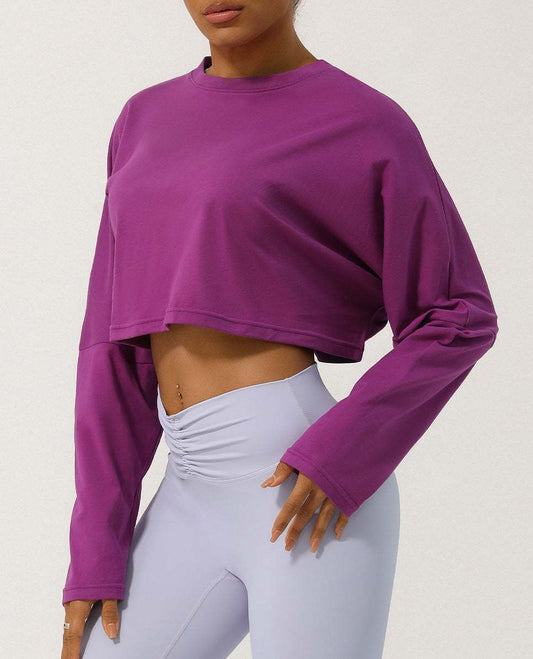 Long Sleeve Crop Athletic Sweatshirt T-Shirt