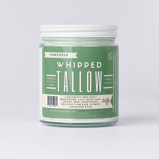 Unscented Whipped Tallow, All Natural Grass Fed Beef Tallow Moisturizer