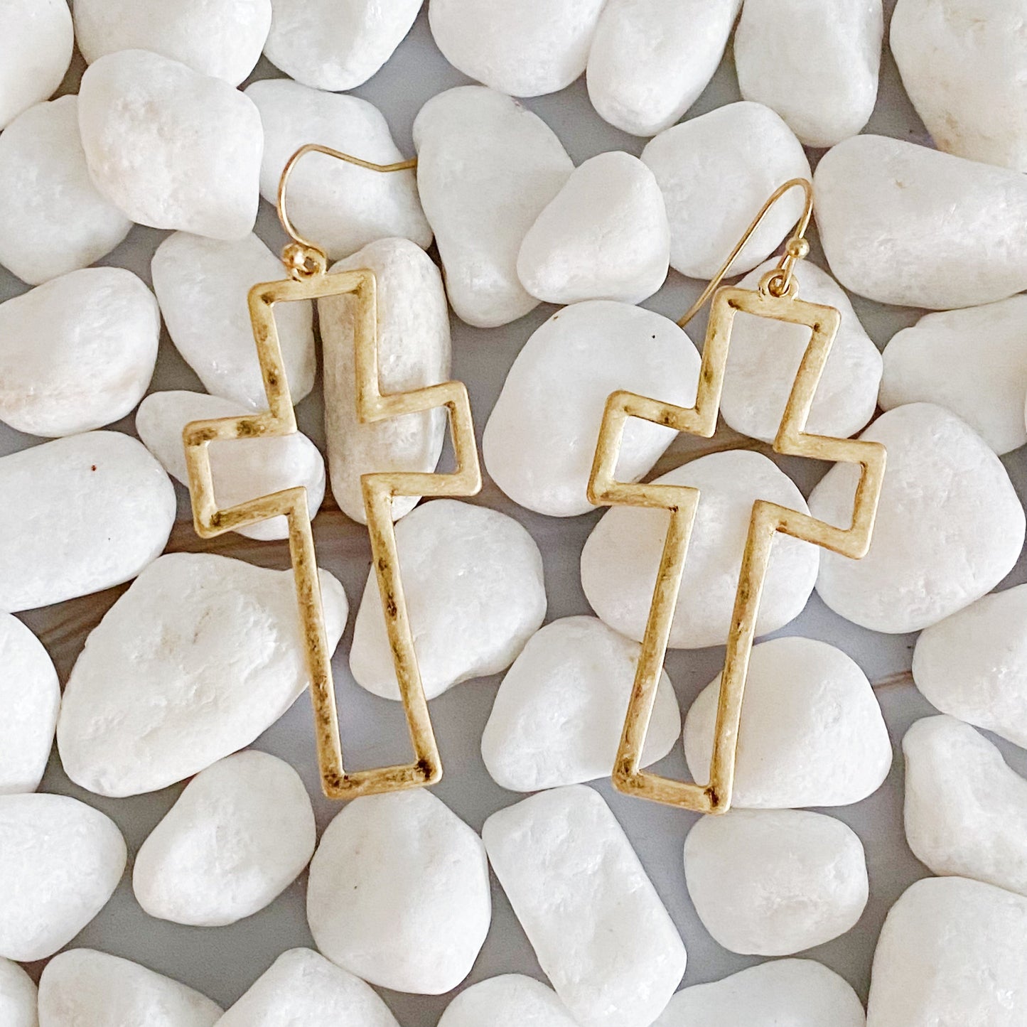 Dangle Cross Outlined Earrings