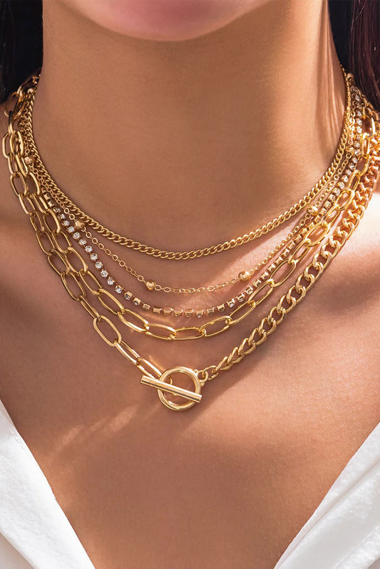 5pcs Layered Chain Collarbone Necklaces Set