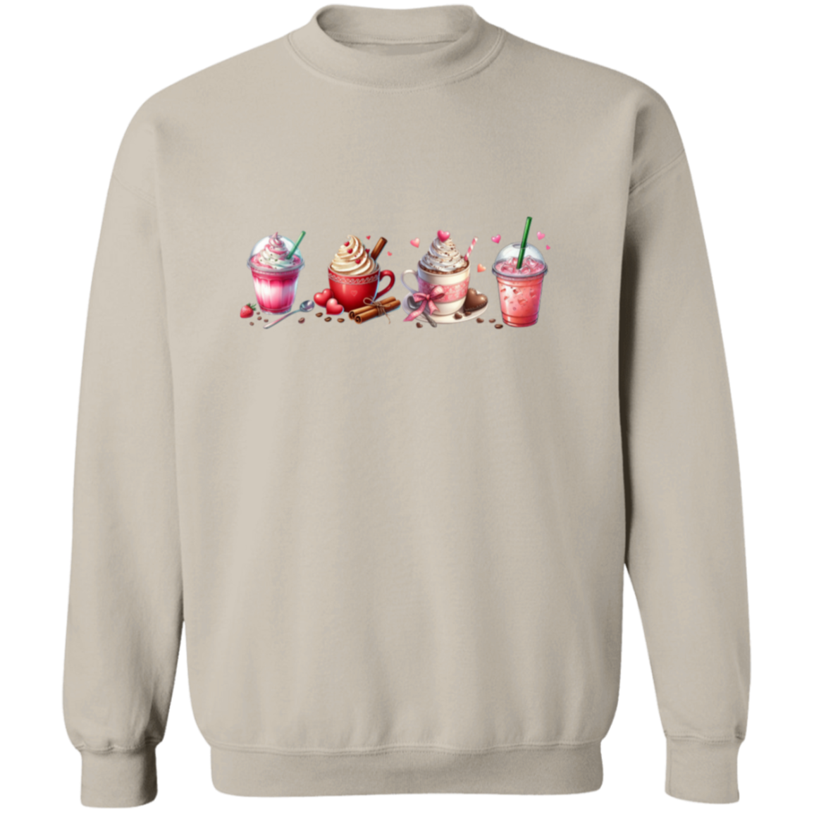 Caffeinated Love Valentines Day Crewneck Pullover Sweatshirt