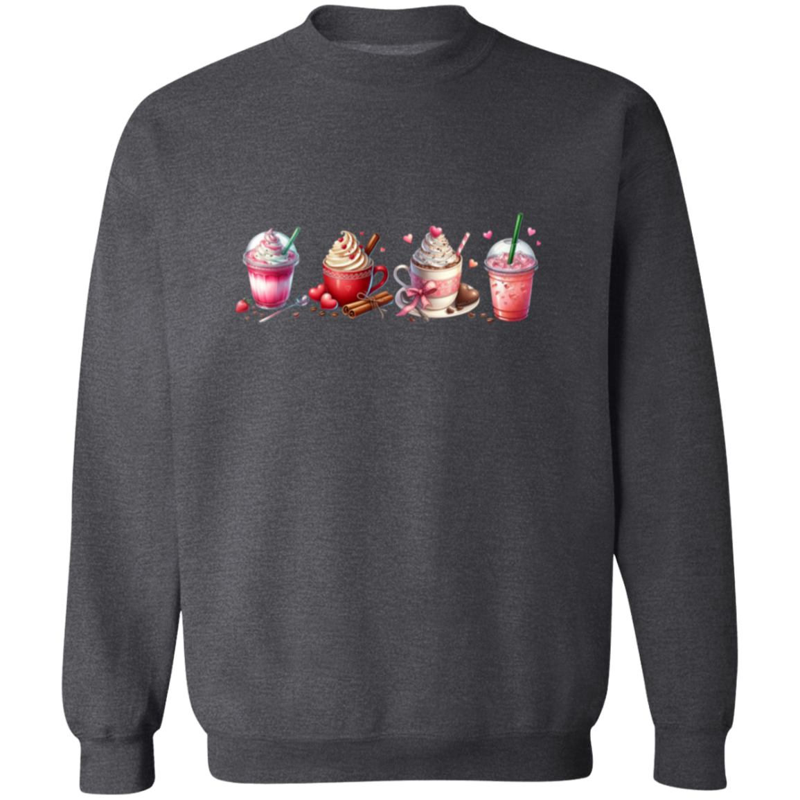 Caffeinated Love Valentines Day Crewneck Pullover Sweatshirt