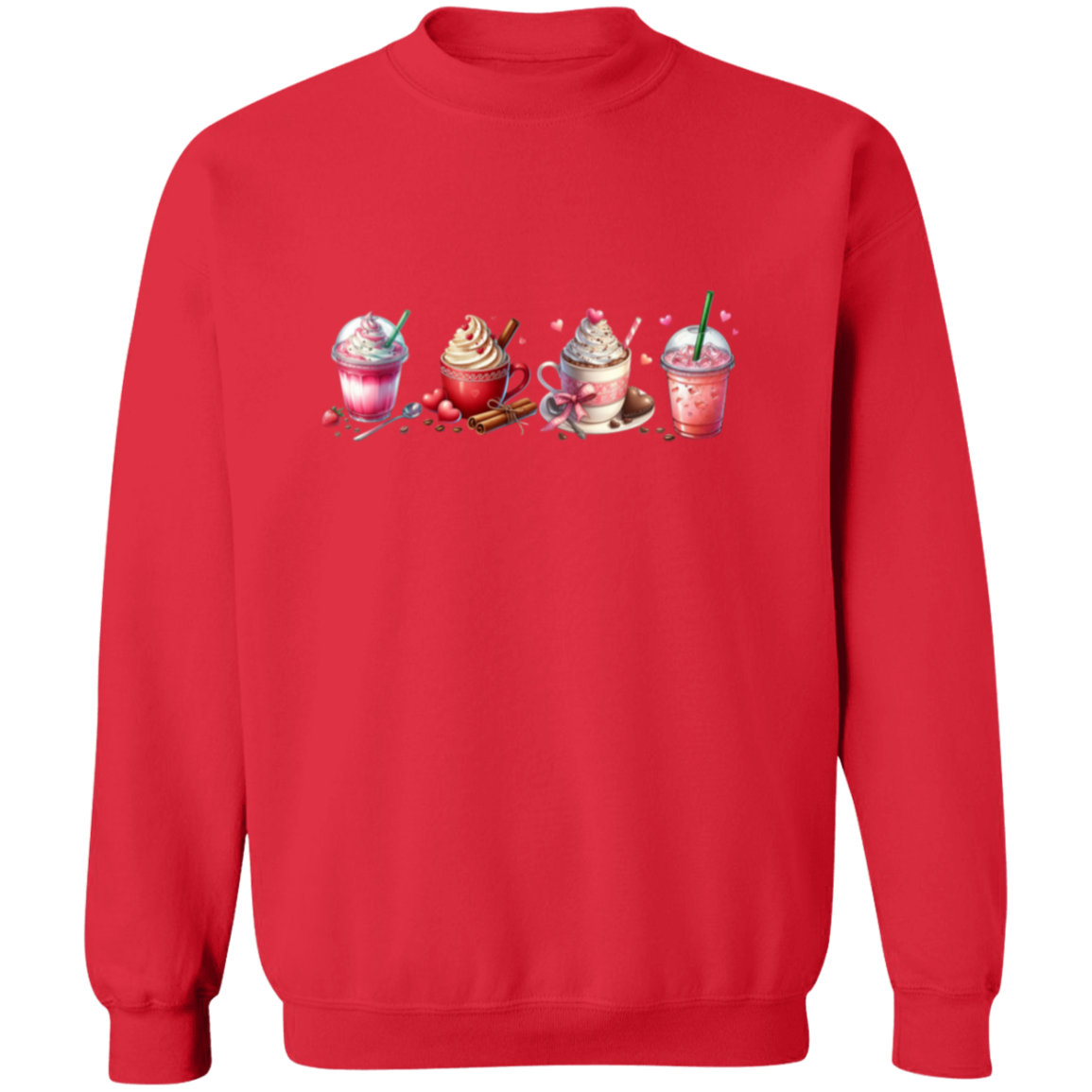 Caffeinated Love Valentines Day Crewneck Pullover Sweatshirt