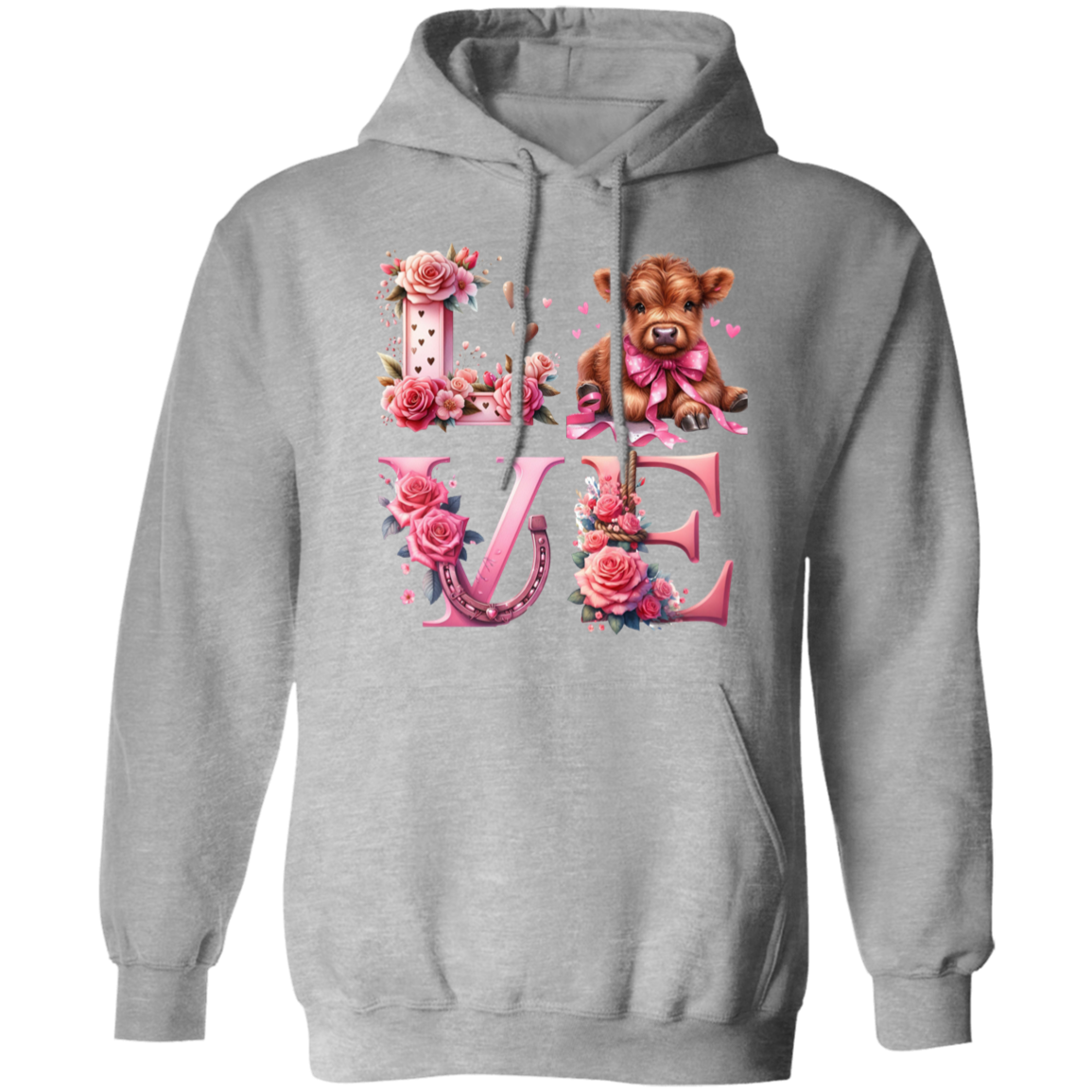 Highland Baby Cow Love Valentines Day Pullover Hoodie