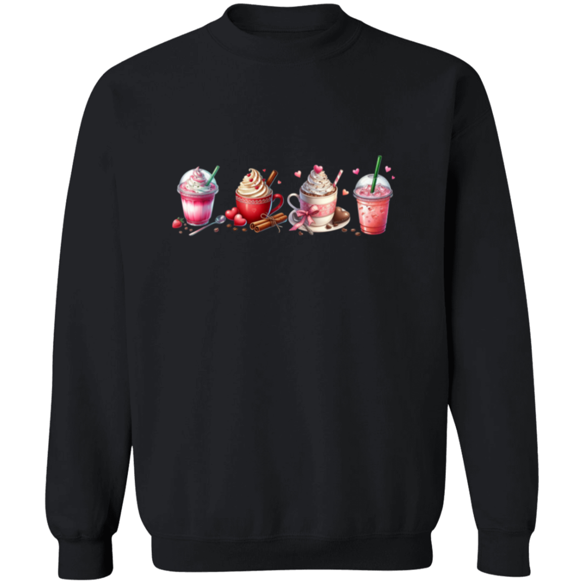 Caffeinated Love Valentines Day Crewneck Pullover Sweatshirt