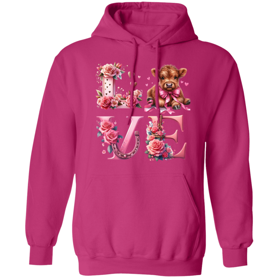 Highland Baby Cow Love Valentines Day Pullover Hoodie