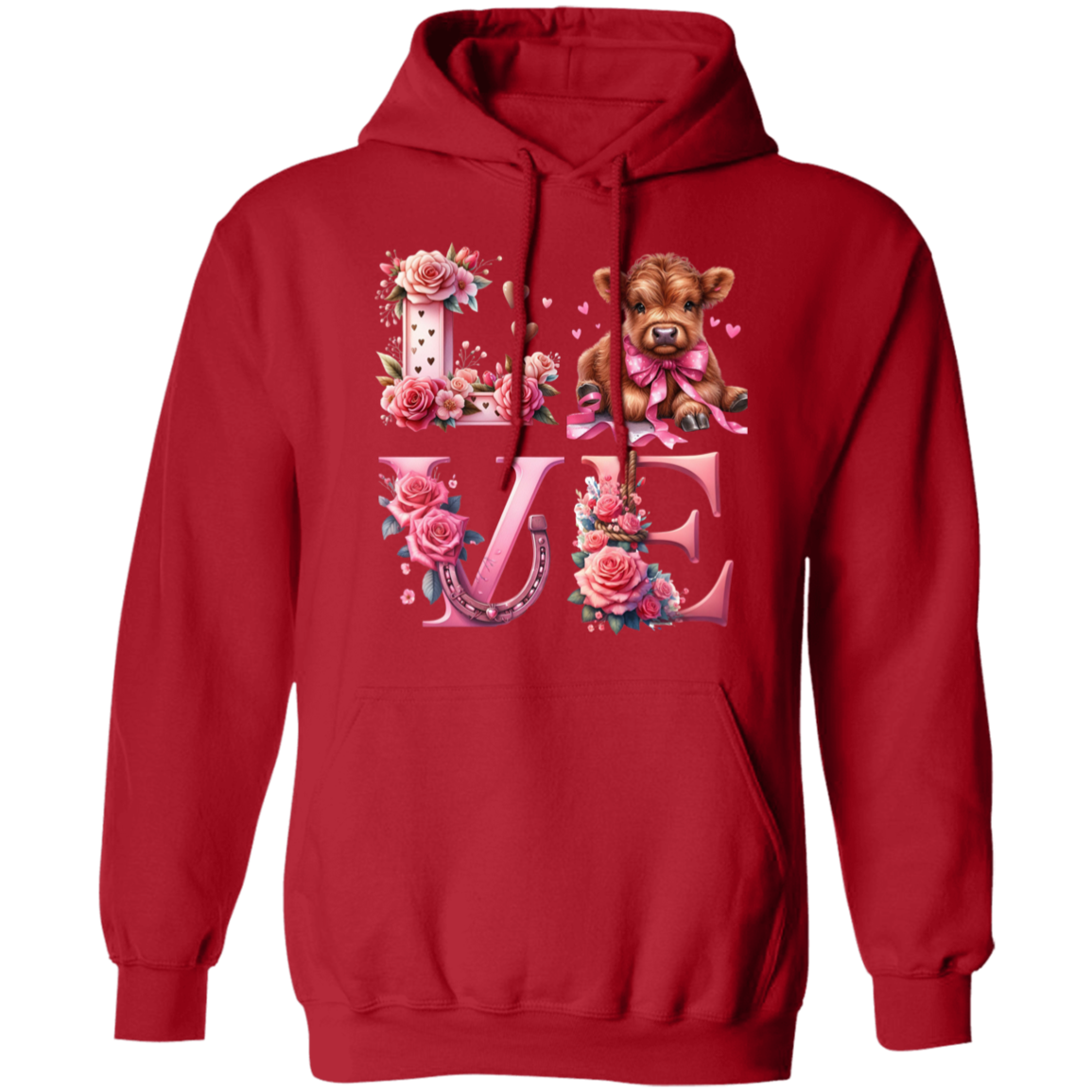 Highland Baby Cow Love Valentines Day Pullover Hoodie