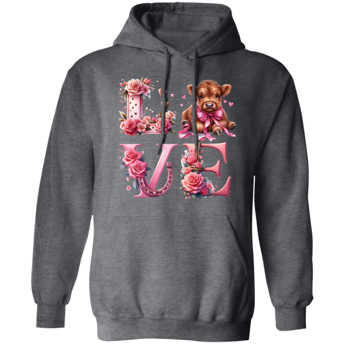 Highland Baby Cow Love Valentines Day Pullover Hoodie