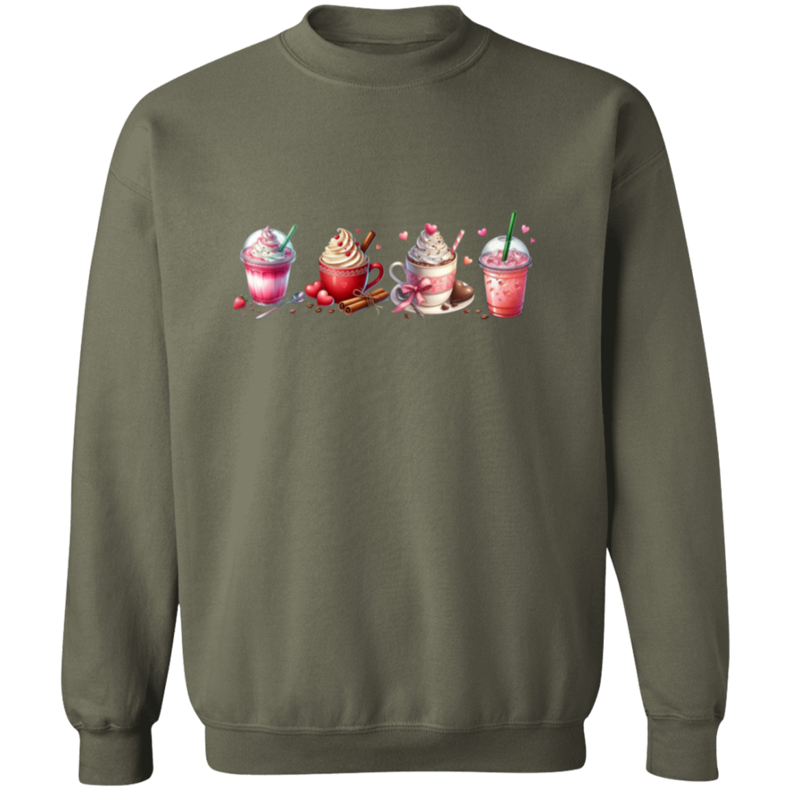 Caffeinated Love Valentines Day Crewneck Pullover Sweatshirt