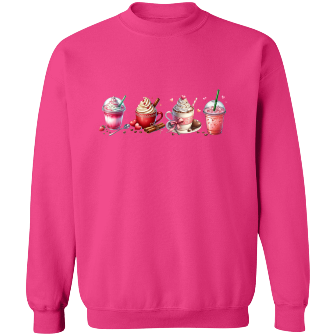 Caffeinated Love Valentines Day Crewneck Pullover Sweatshirt