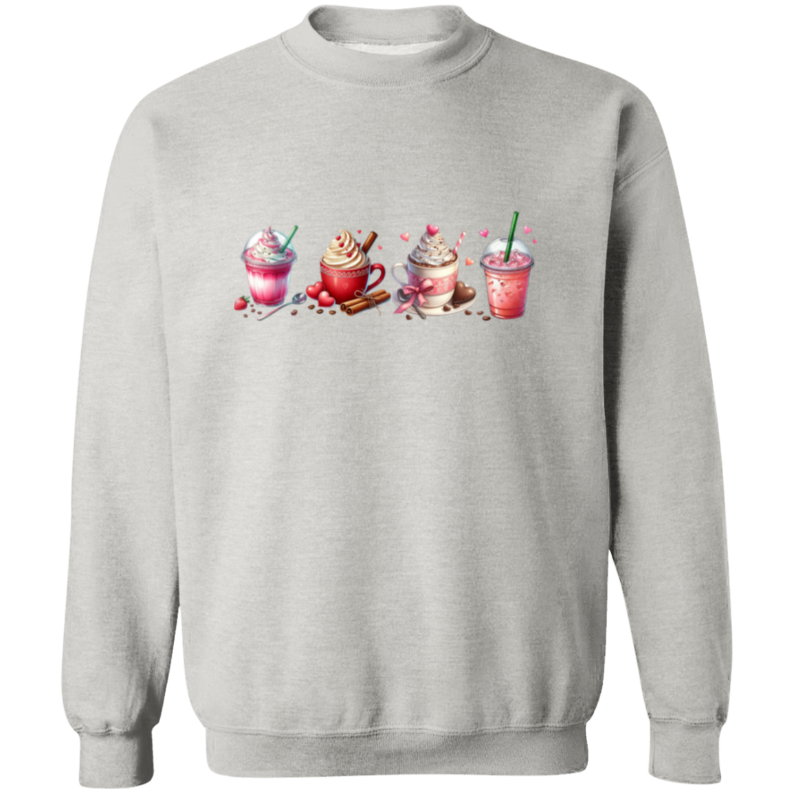 Caffeinated Love Valentines Day Crewneck Pullover Sweatshirt