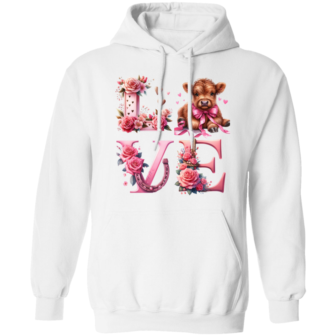 Highland Baby Cow Love Valentines Day Pullover Hoodie