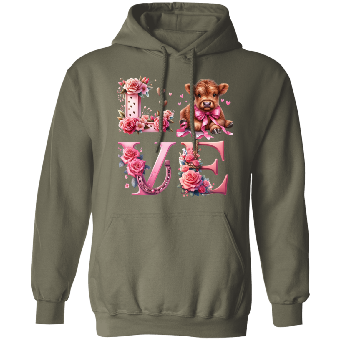 Highland Baby Cow Love Valentines Day Pullover Hoodie