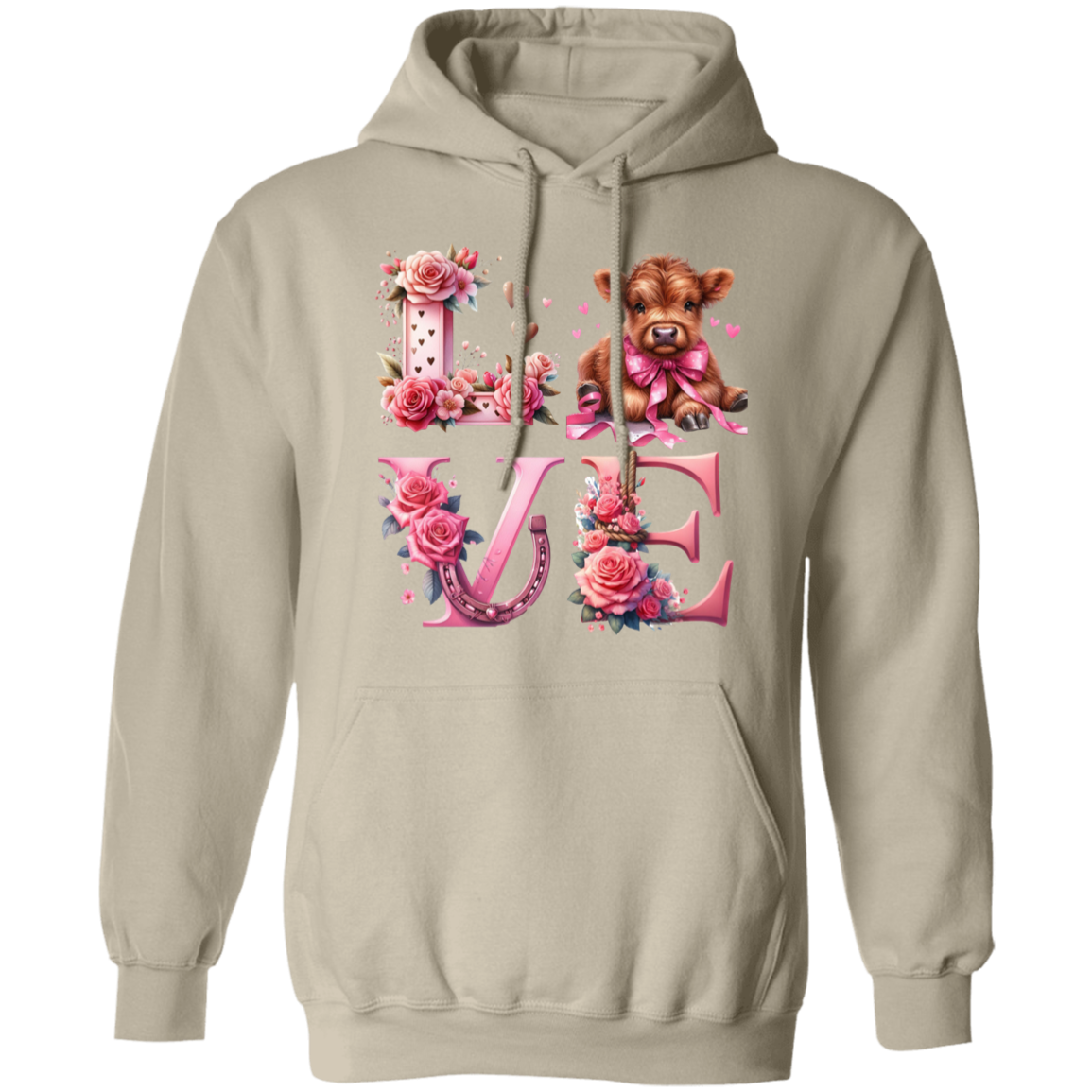 Highland Baby Cow Love Valentines Day Pullover Hoodie