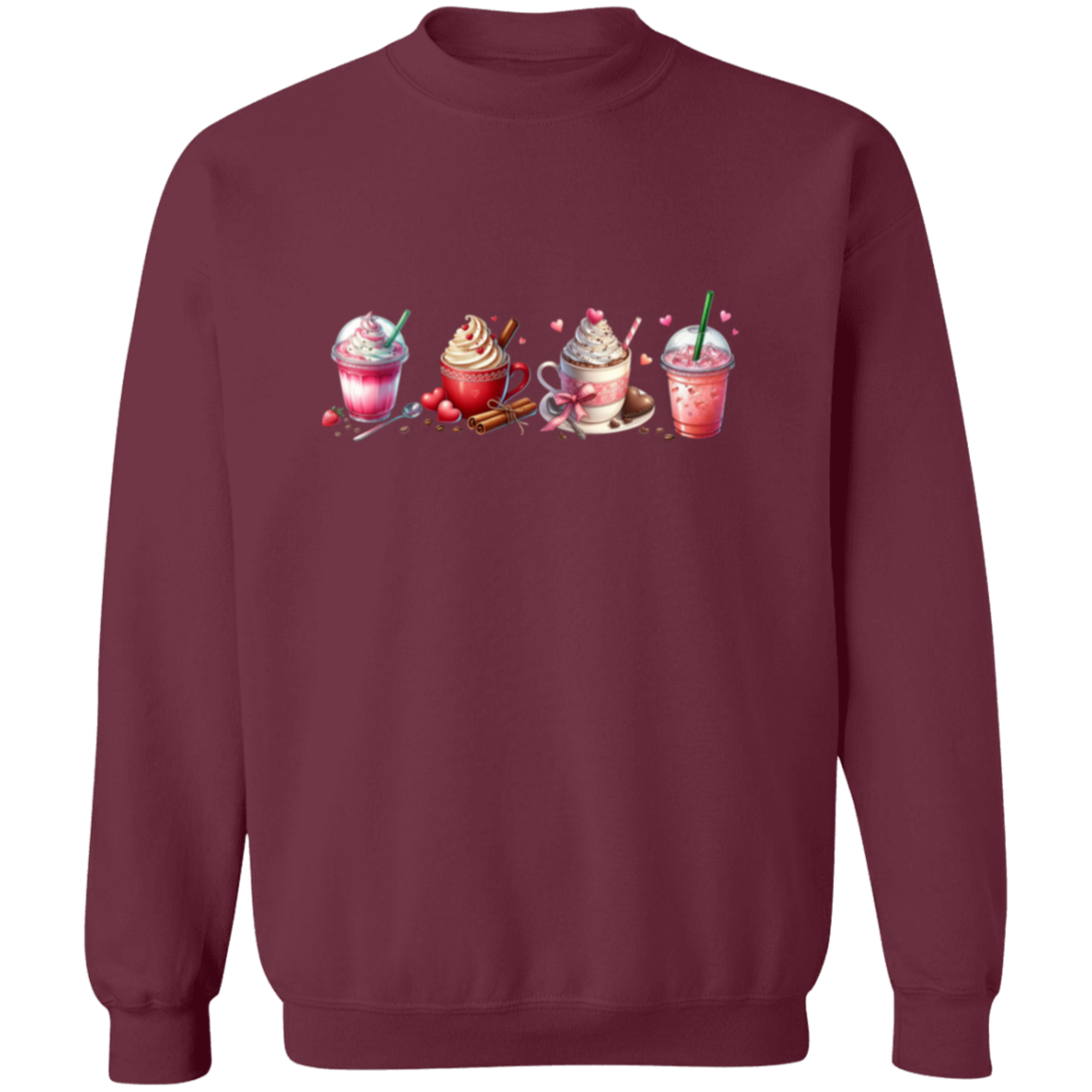 Caffeinated Love Valentines Day Crewneck Pullover Sweatshirt