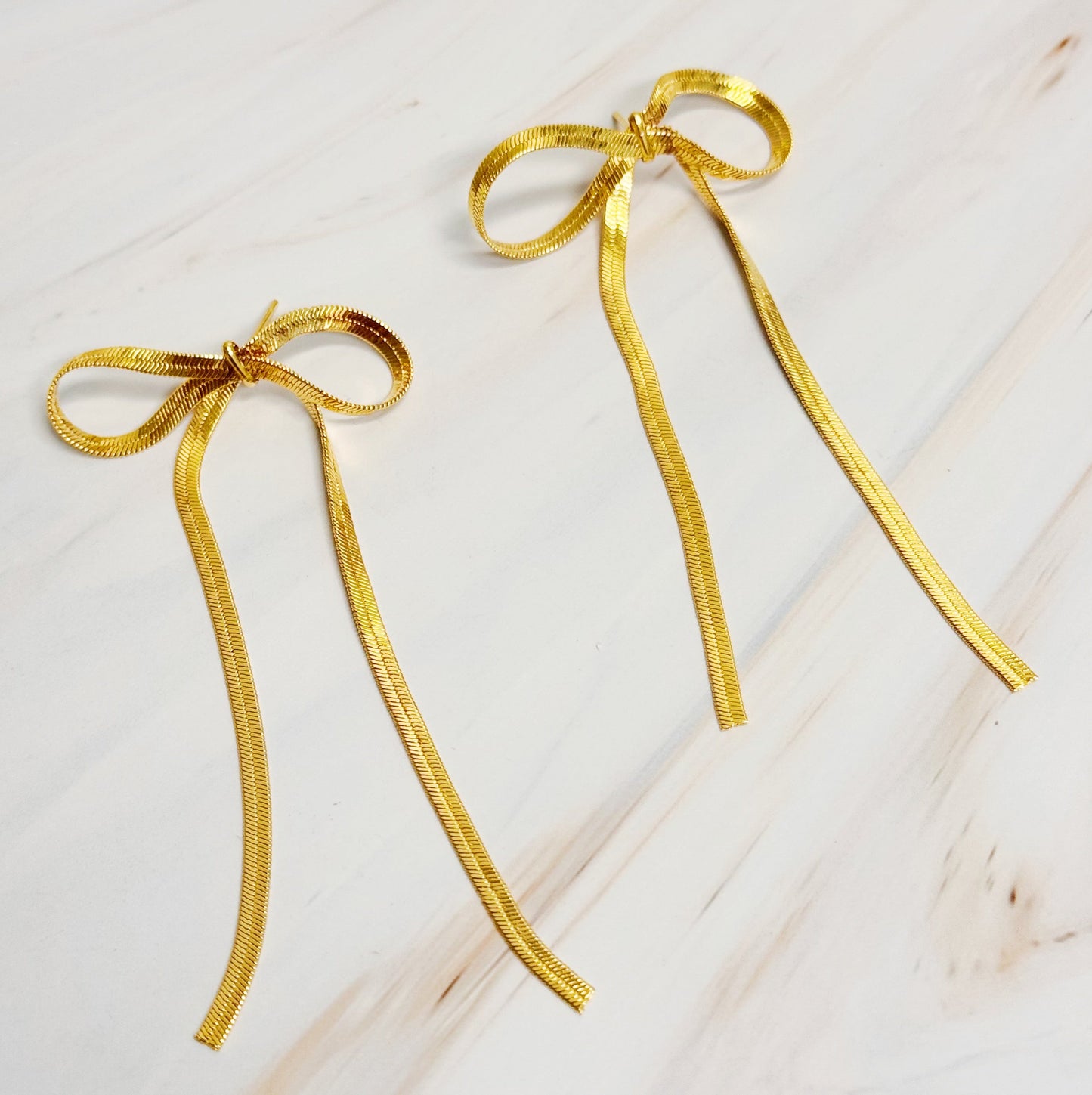 Long Drop Bow Earrings