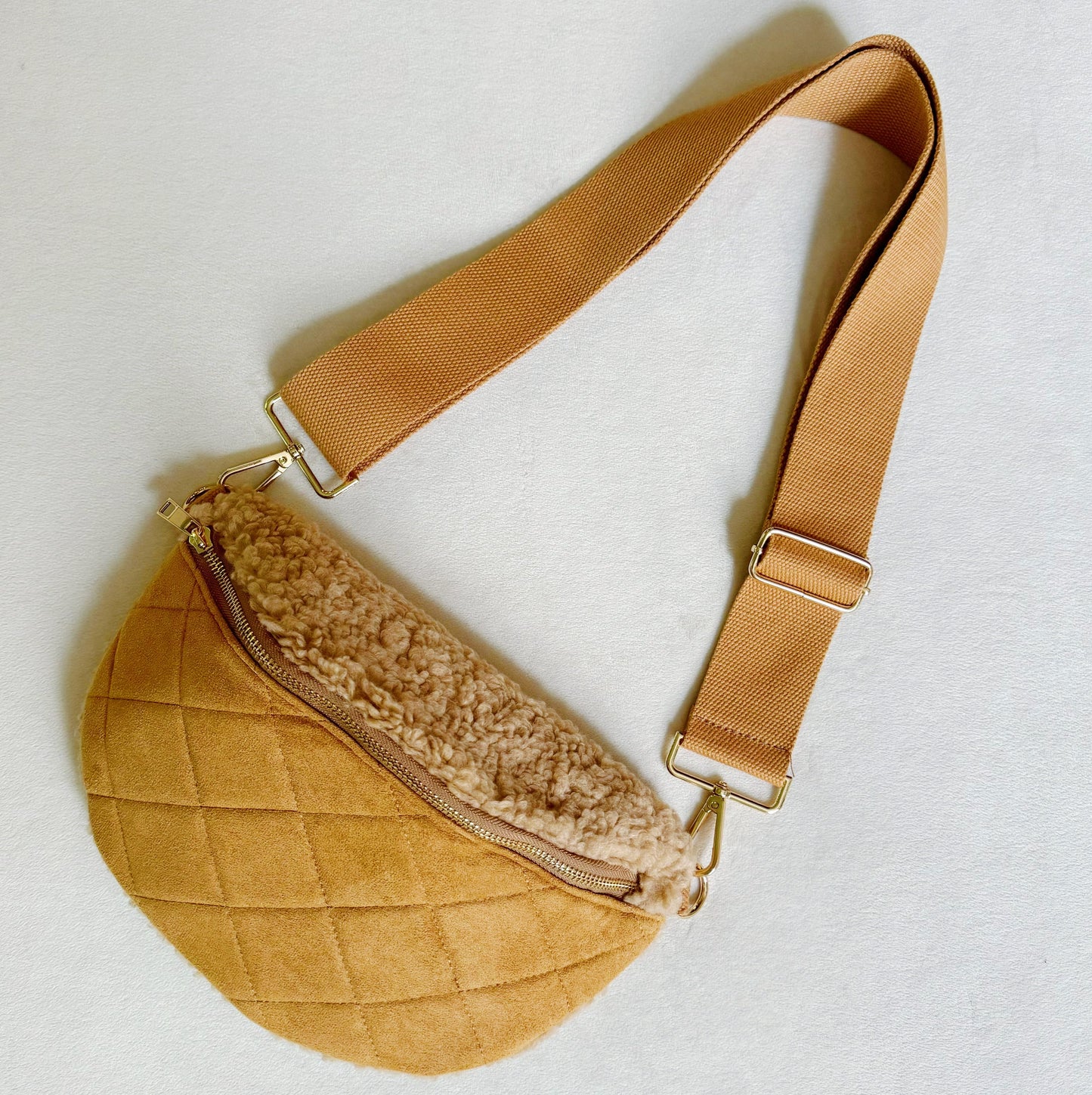 Fuzzy And Quilted Luxe Sling Bag