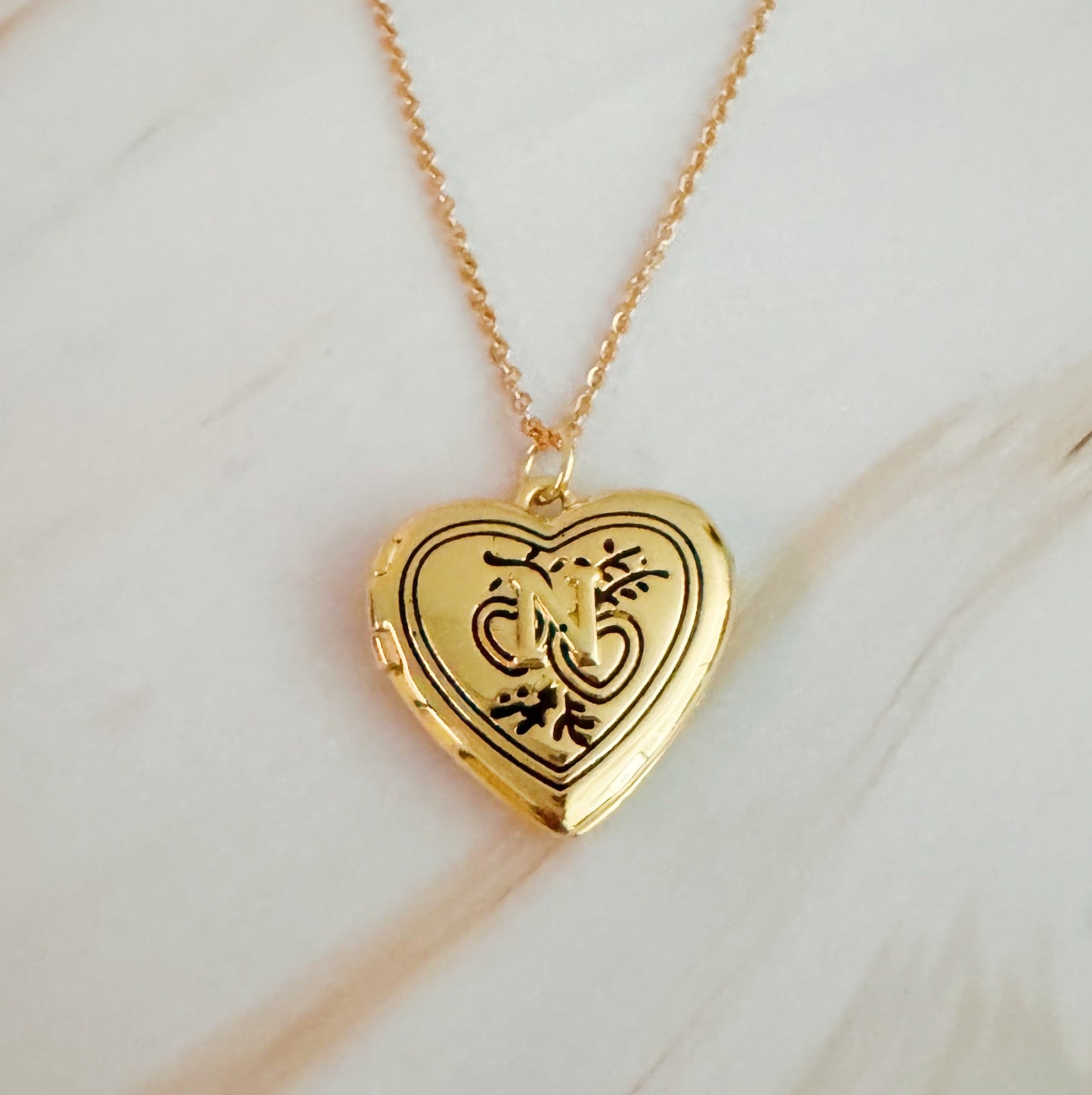 Nostalgic Heart Initial Open Locket Necklace