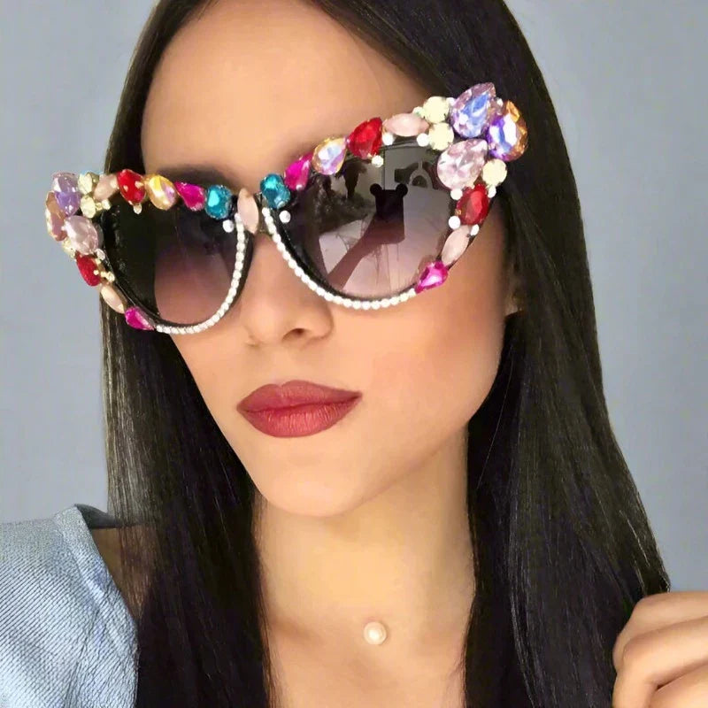 Hand designed bejeweled sunglasses