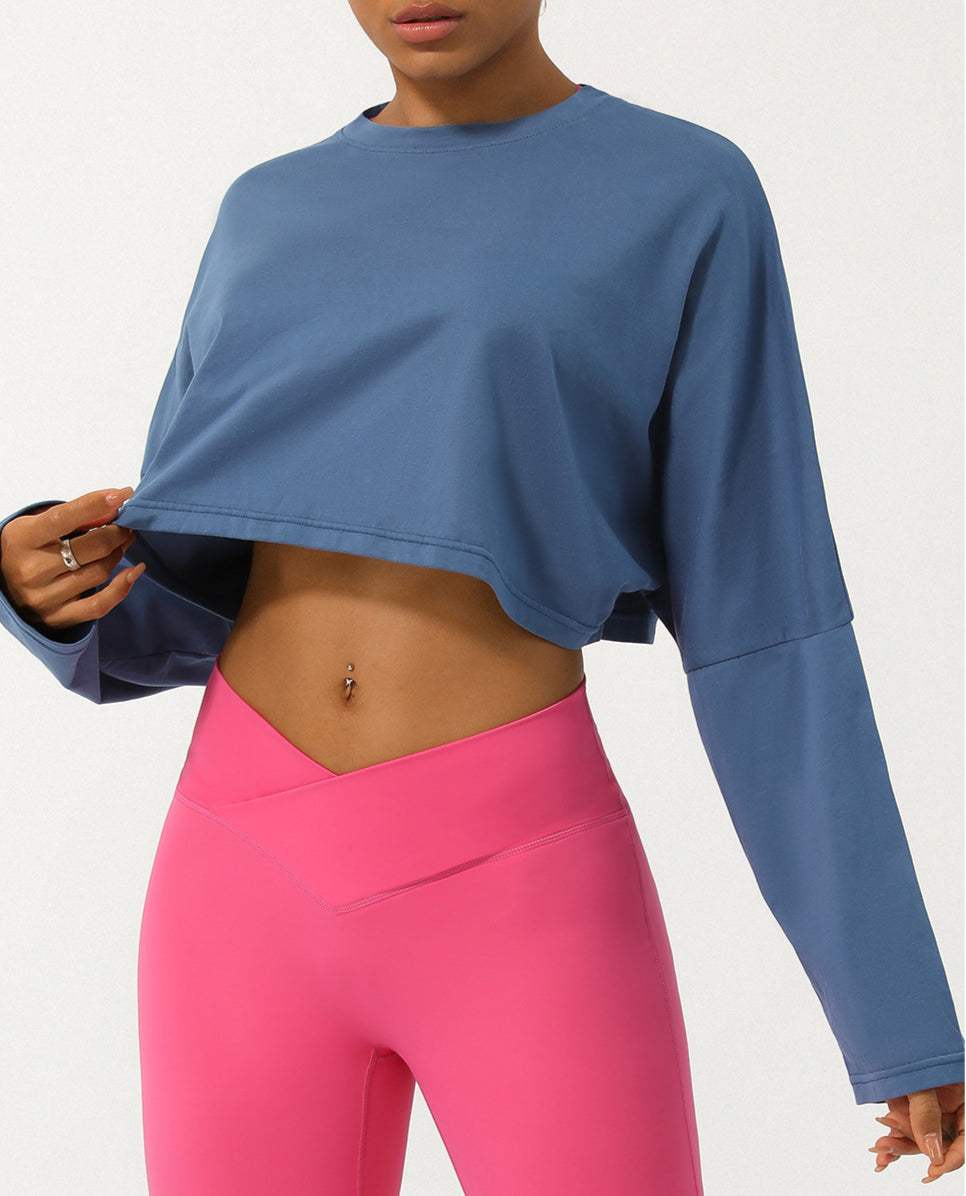 Long Sleeve Crop Athletic Sweatshirt T-Shirt