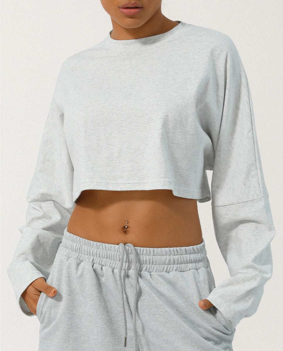 Long Sleeve Crop Athletic Sweatshirt T-Shirt