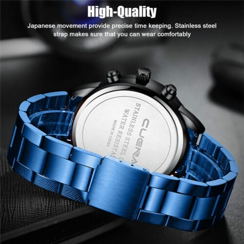 Classic Stainless Steel Quartz Men's Waterproof Relojes De Hombre Wristwatch