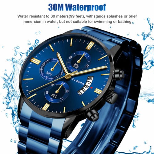 Classic Stainless Steel Quartz Men's Waterproof Relojes De Hombre Wristwatch