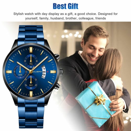 Classic Stainless Steel Quartz Men's Waterproof Relojes De Hombre Wristwatch