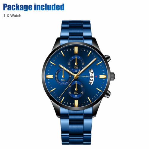 Classic Stainless Steel Quartz Men's Waterproof Relojes De Hombre Wristwatch