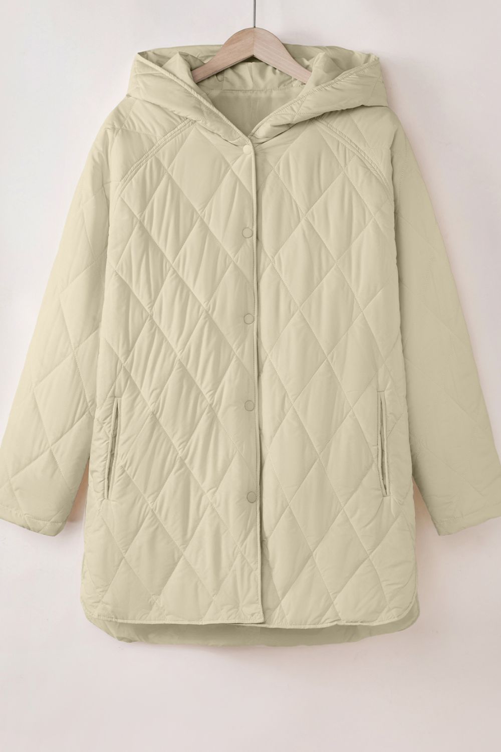 Snap Down Long Sleeve Quilted Winter Coat