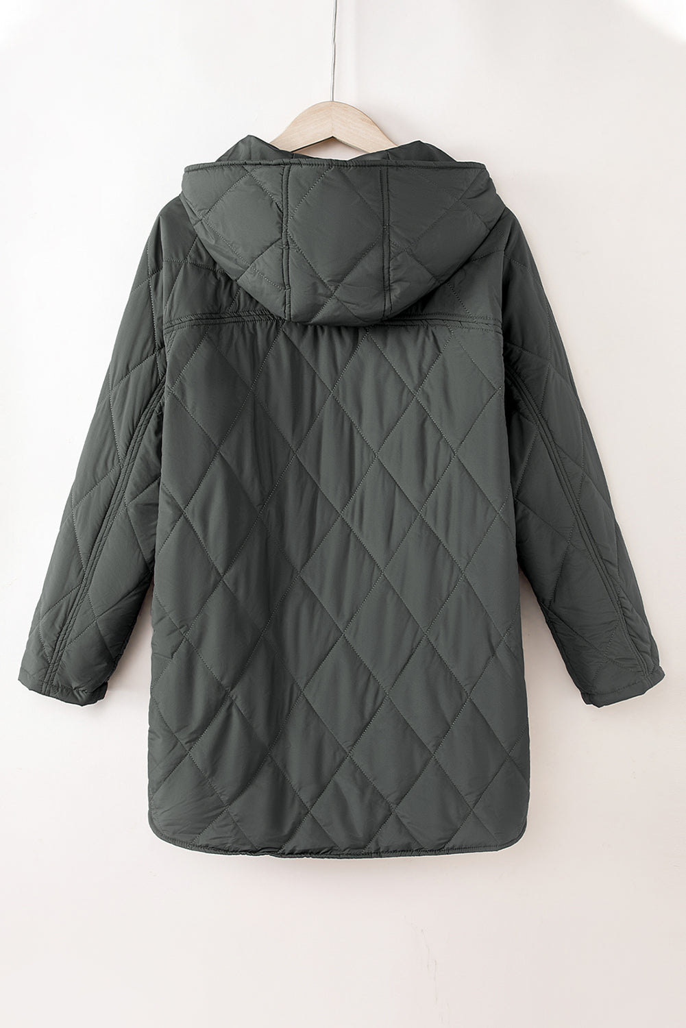 Snap Down Long Sleeve Quilted Winter Coat