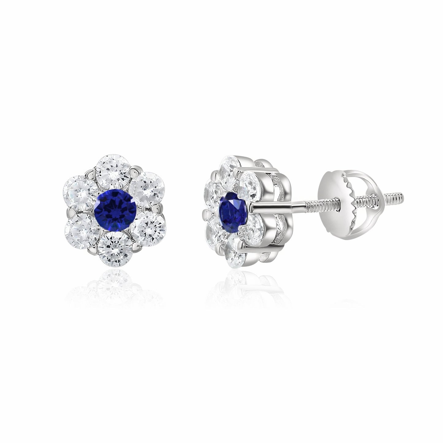 Sterling Silver Sapphire Cluster Earrings