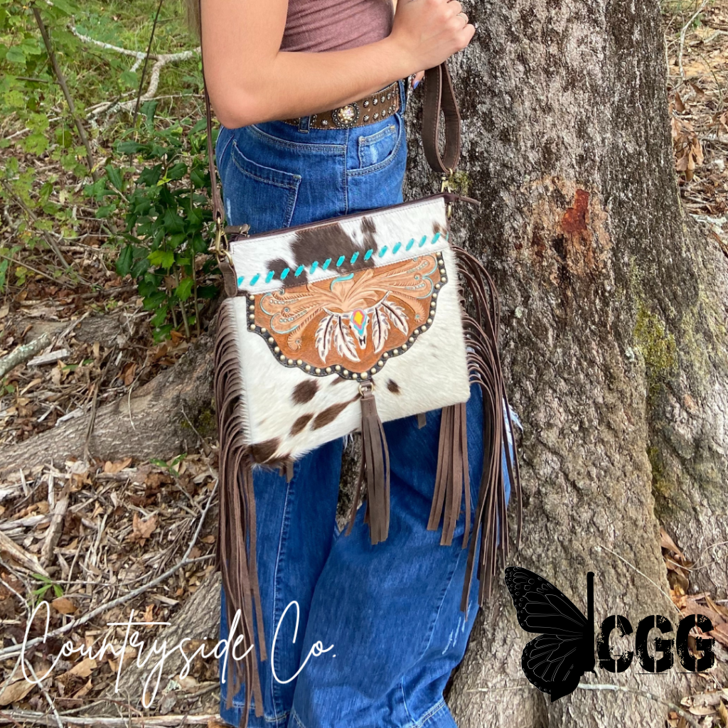 Sierra Cowhide Fringe Concealed Carry  Purse