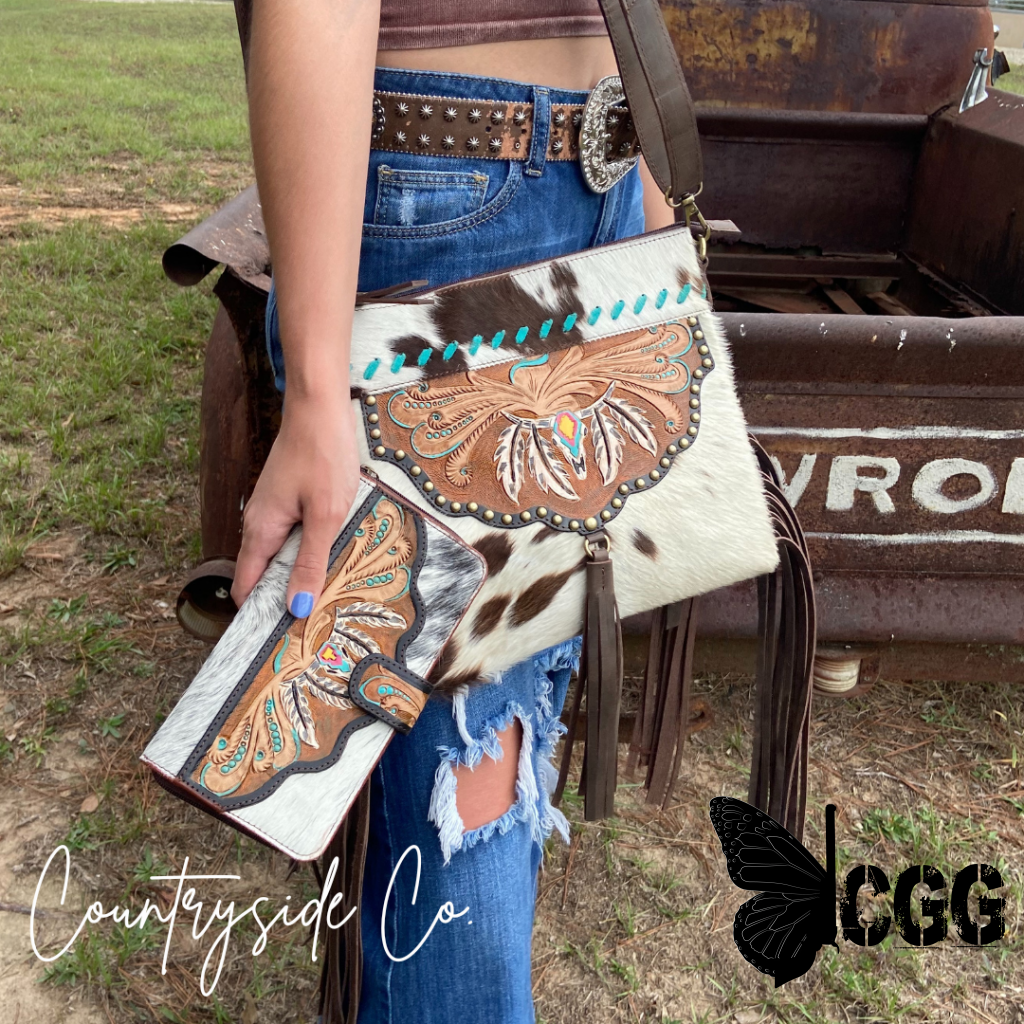 Sierra Cowhide Fringe Concealed Carry  Purse