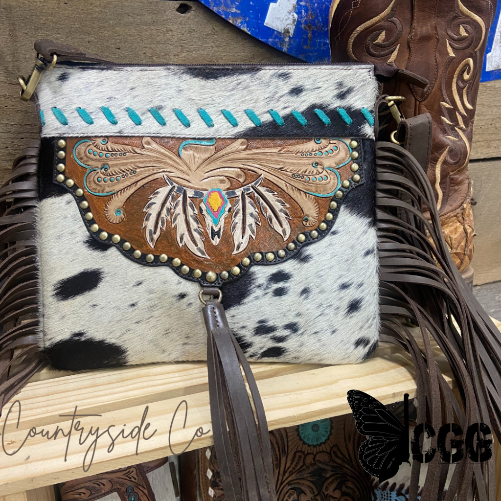 Sierra Cowhide Fringe Concealed Carry  Purse