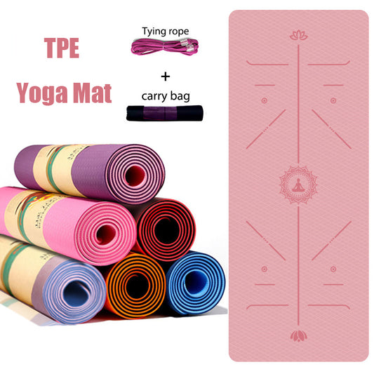 TPE Yoga Mat 6mm For Beginner Non-slip Mat Exercise Pad With Position Line For Home Fitness Gymnastics Pilates
