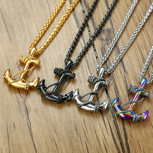 Stainless Steel Sea Anchor Sailor Men Necklaces Chain Pendants