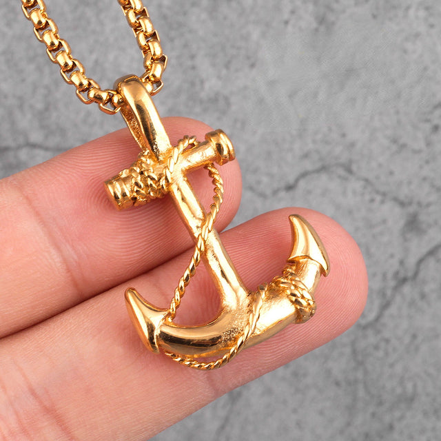 Stainless Steel Sea Anchor Sailor Men Necklaces Chain Pendants