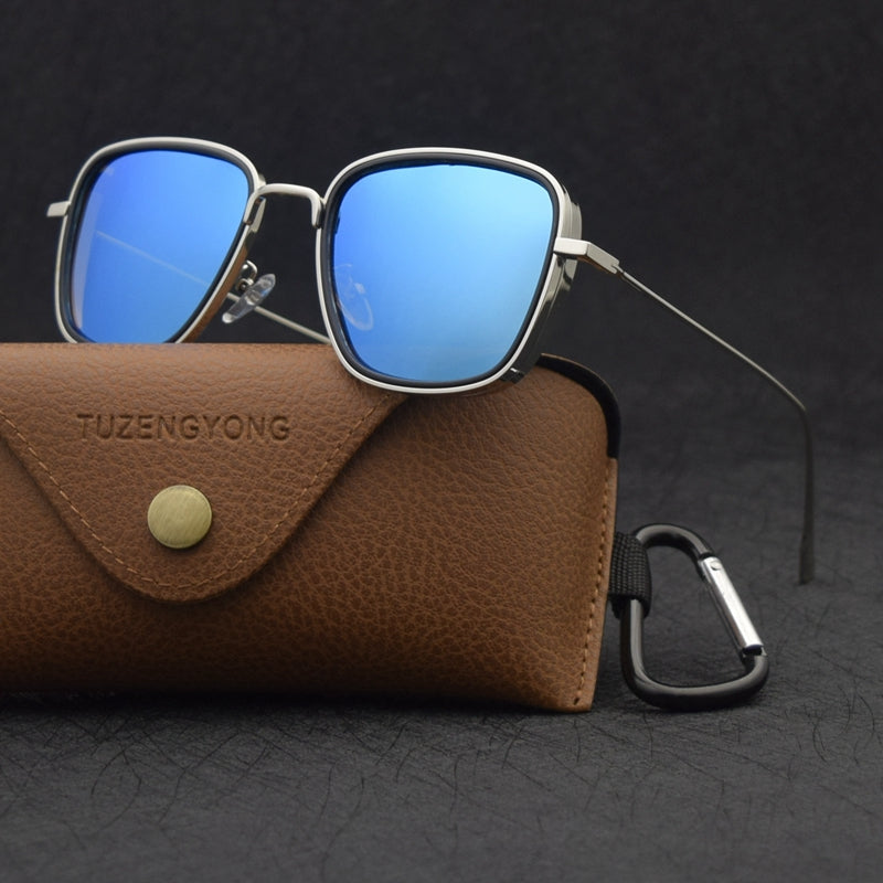 Men's New Square Frame Sunglasses, Unisex Trendy Dust Proof Steampunk Party  Sunglasses, Uv Protection, Plus Casual Glasses Case - Temu