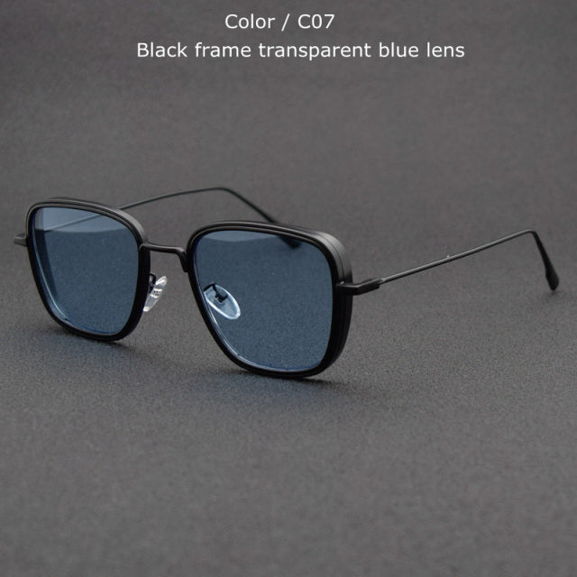 Designer Blue Crystal Square Blue Sunglasses For Men With UV400