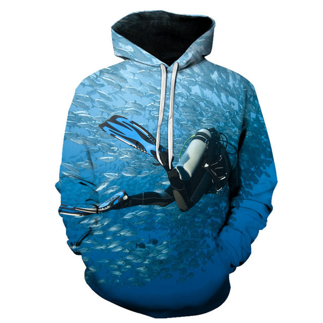 Dive into the sea Underwater Hoodies Diving Casual Fashion Sweatshirts